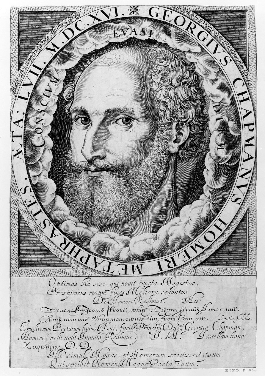Ritratto di George Chapman (c.1559-1634) c.1609-10 da William Hole