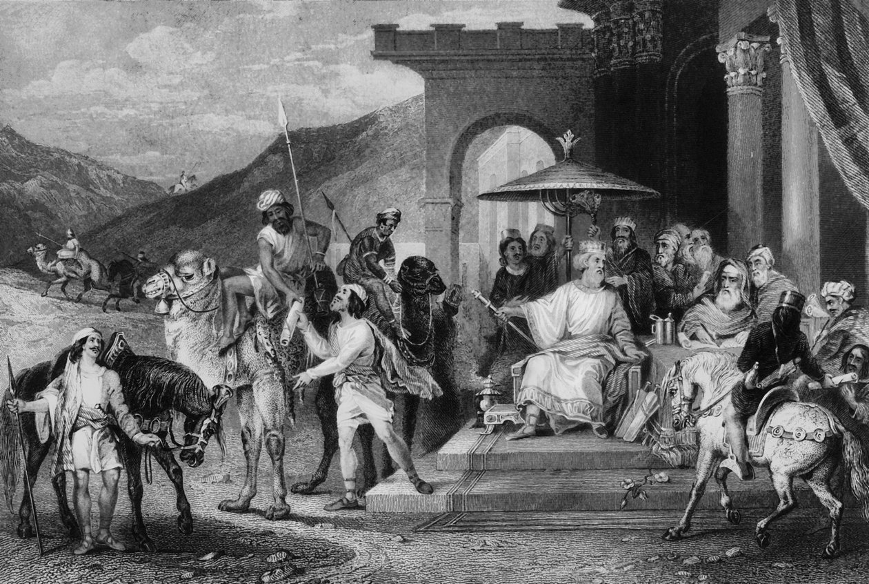Scrisse nel nome del re Assuero e inviò lettere per posta a cavallo da William Holl