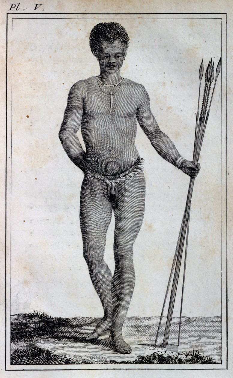 Uomo Khoikhoi (Ottentotto), da Travels of Le Vaillant into the interior parts of Africa da William Home Lizars