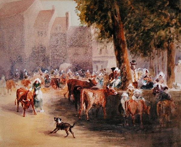 Mattina presto al mercato del bestiame del villaggio da William Hunt