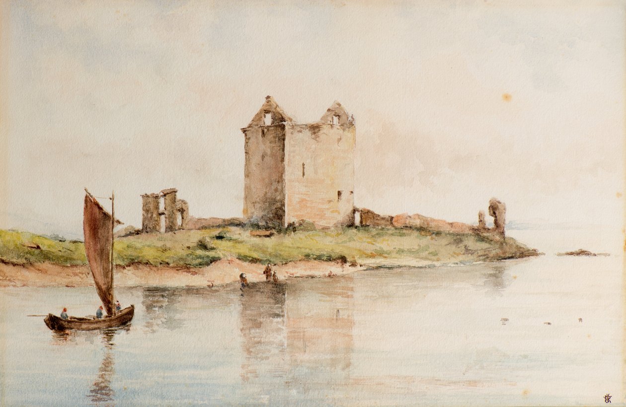 Castello di Broughty nel 1850, c.1850 da William J. Renny