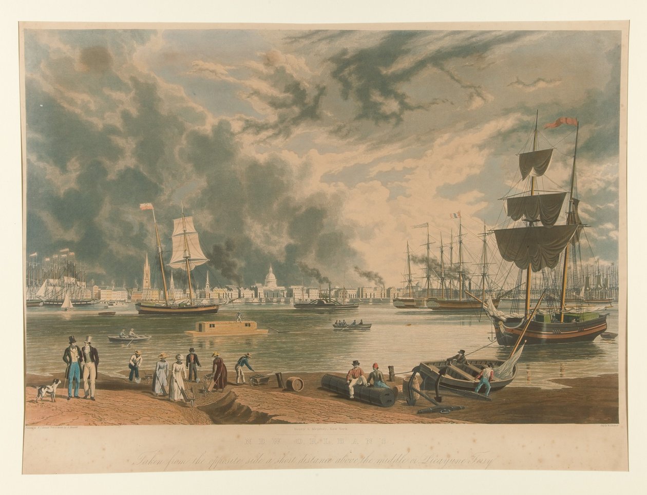 New Orleans, vista dal lato opposto a breve distanza sopra il centro o dal traghetto Picayune da William James Bennett