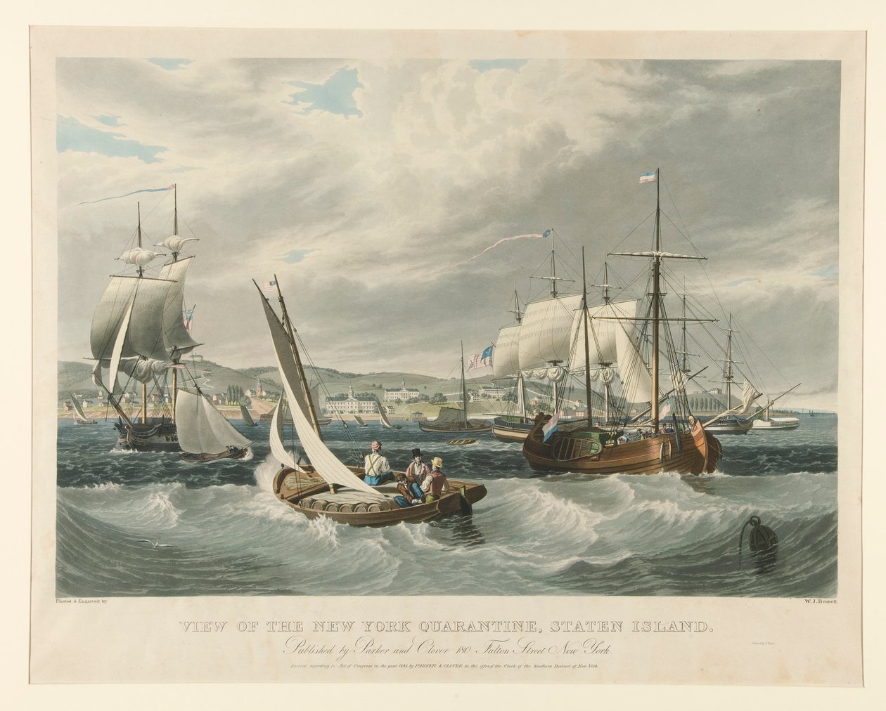 Veduta della quarantena di New York, Staten Island da William James Bennett