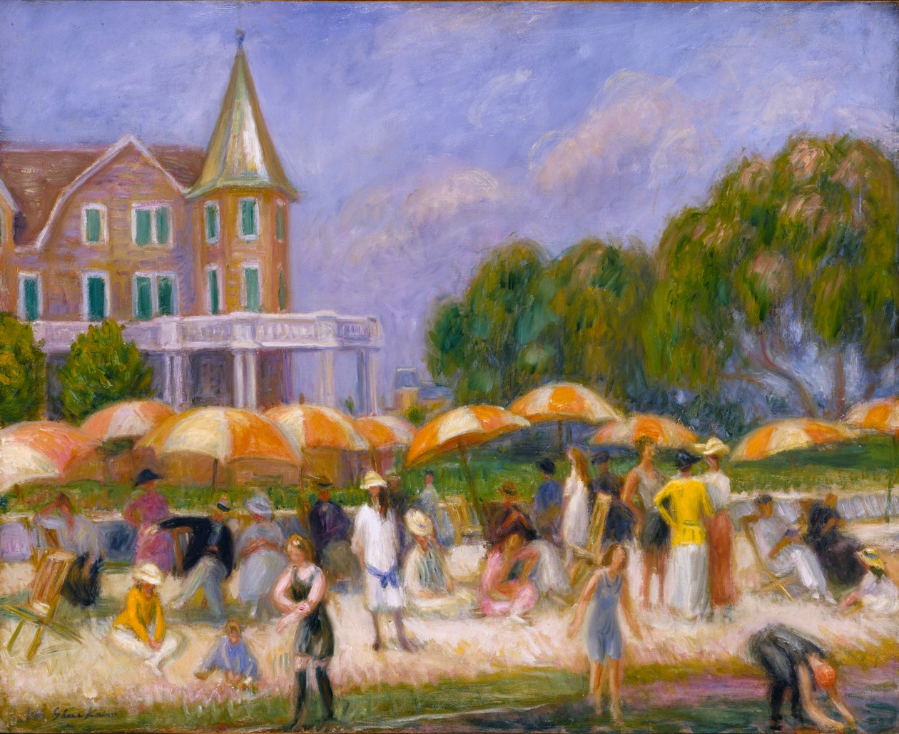Ombrelloni da Spiaggia a Blue Point, ca. 1915 da William James Glackens