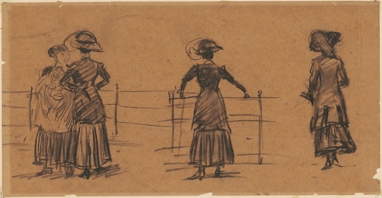 Studi di Donne vicino alla Ringhiera del Parco da William James Glackens