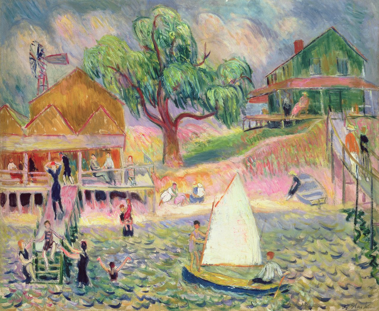 Il Cottage Verde sulla Spiaggia, Belport, Long Island da William James Glackens