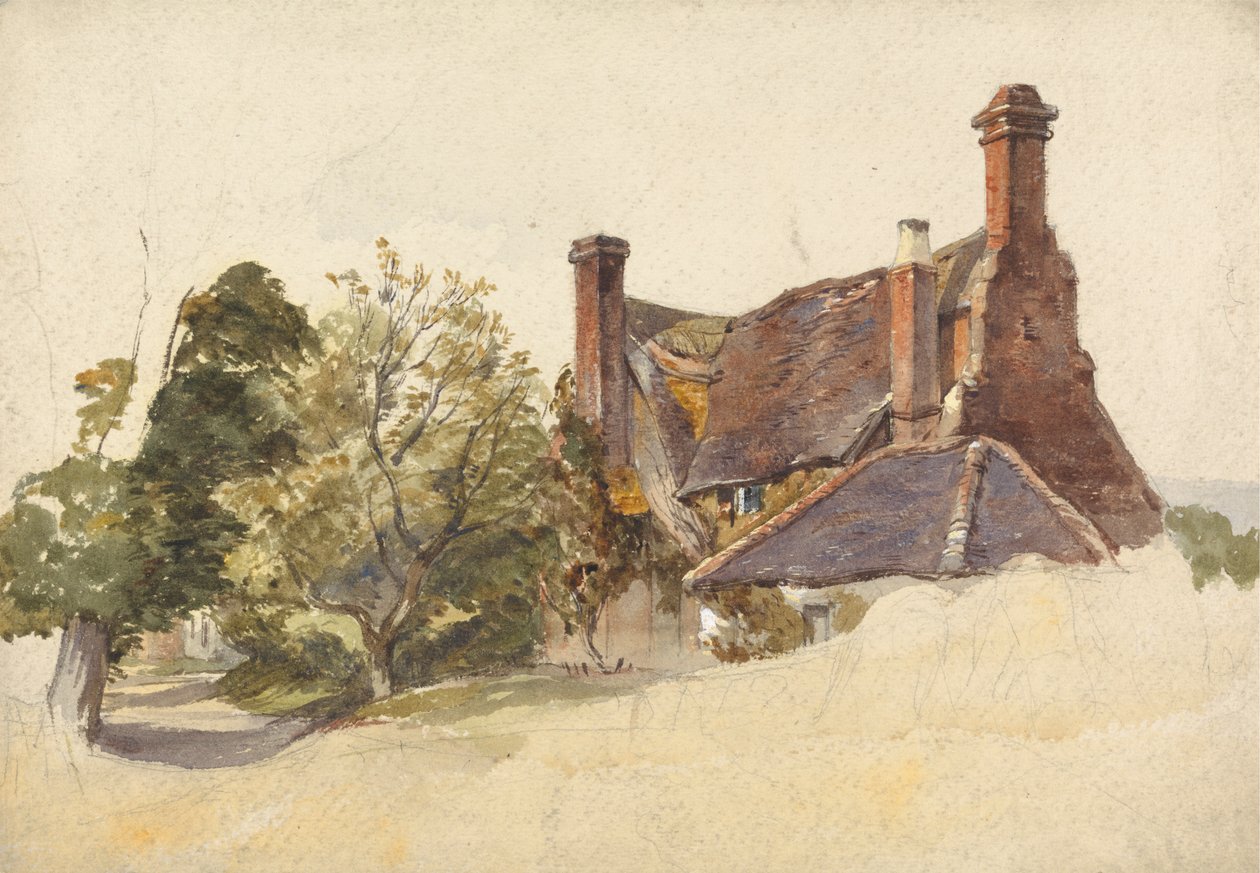 Studio di un cottage lungo una strada da William James Muller