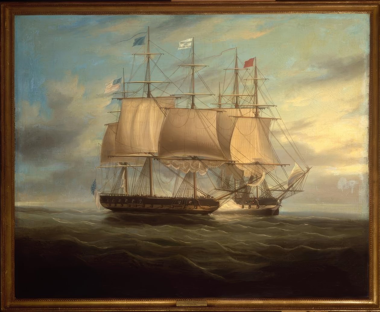 Shannon e Chesapeake in combattimento ravvicinato, 1813 da William John Huggins