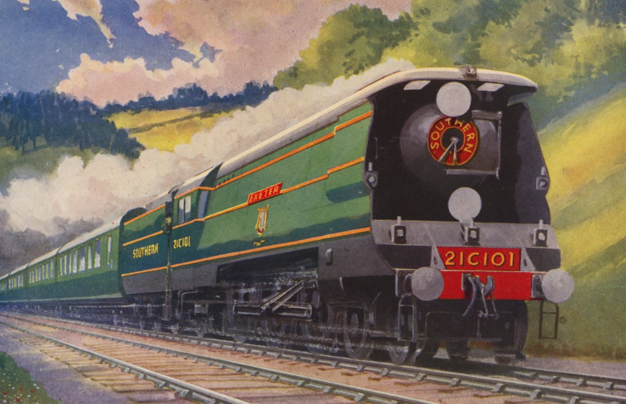 Un espresso della linea principale della Southern Railway (litografia a colori) da William John Patton McDowell