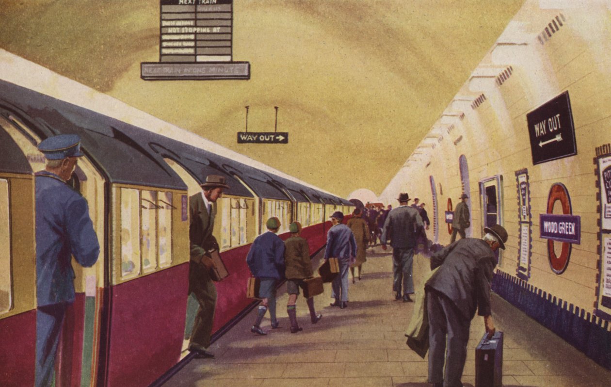 Una moderna stazione di livello profondo (litografia a colori) da William John Patton McDowell