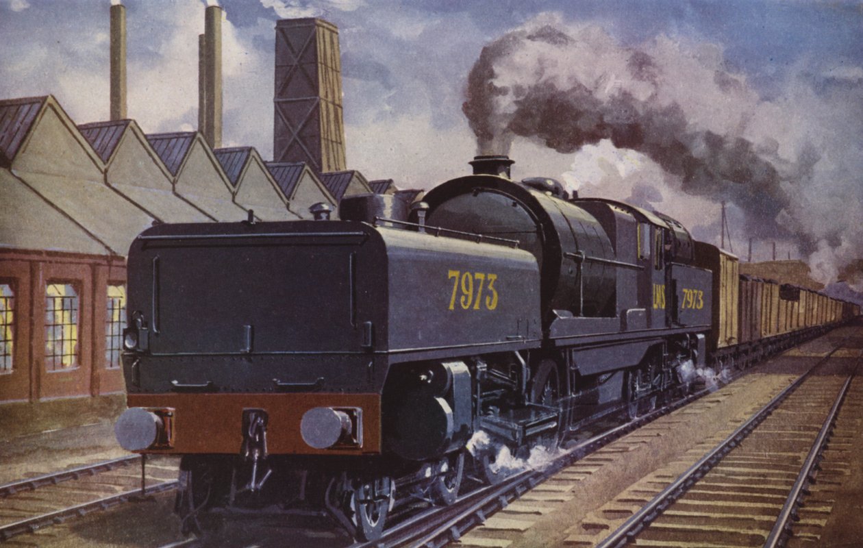 Un treno a carbone pesante della LMS (litografia a colori) da William John Patton McDowell