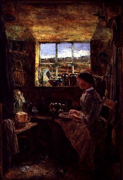 Sbucciando patate in una cucina di un cottage da William Joseph J.C. Bond