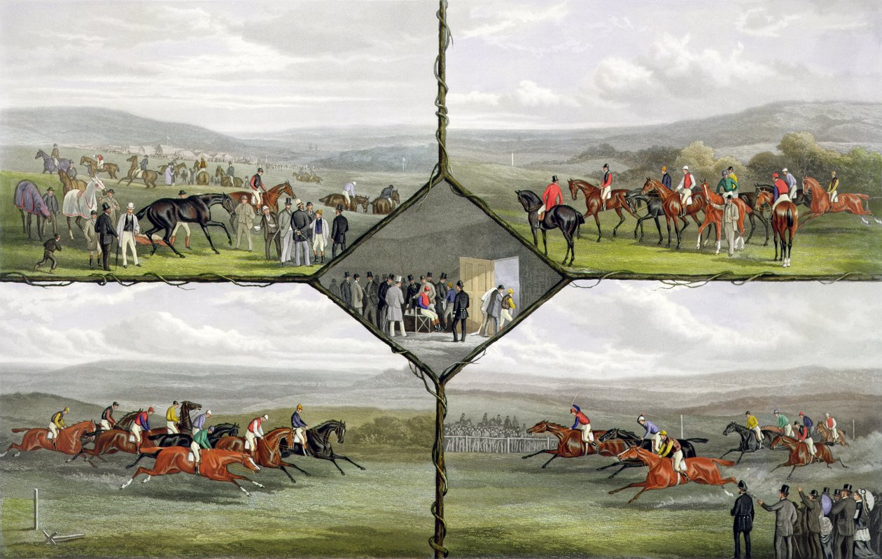 Incidenti di Corsa, inciso da Edward Gilbert Hester (c.1843-1903) pubblicato da Arthur Ackermann, 1876 (acquatinta colorata) da William Joseph Shayer