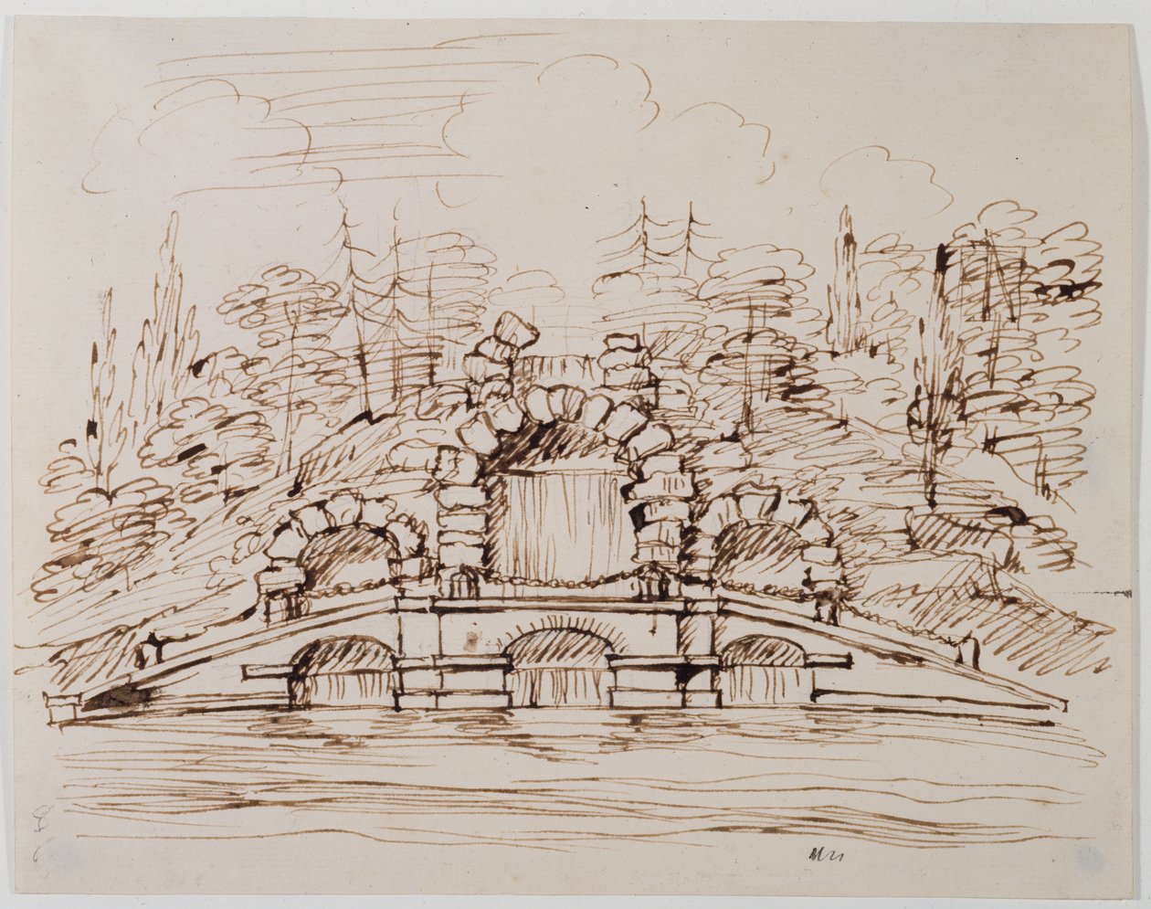 Chiswick, progetto per la cascata come costruita da William Kent