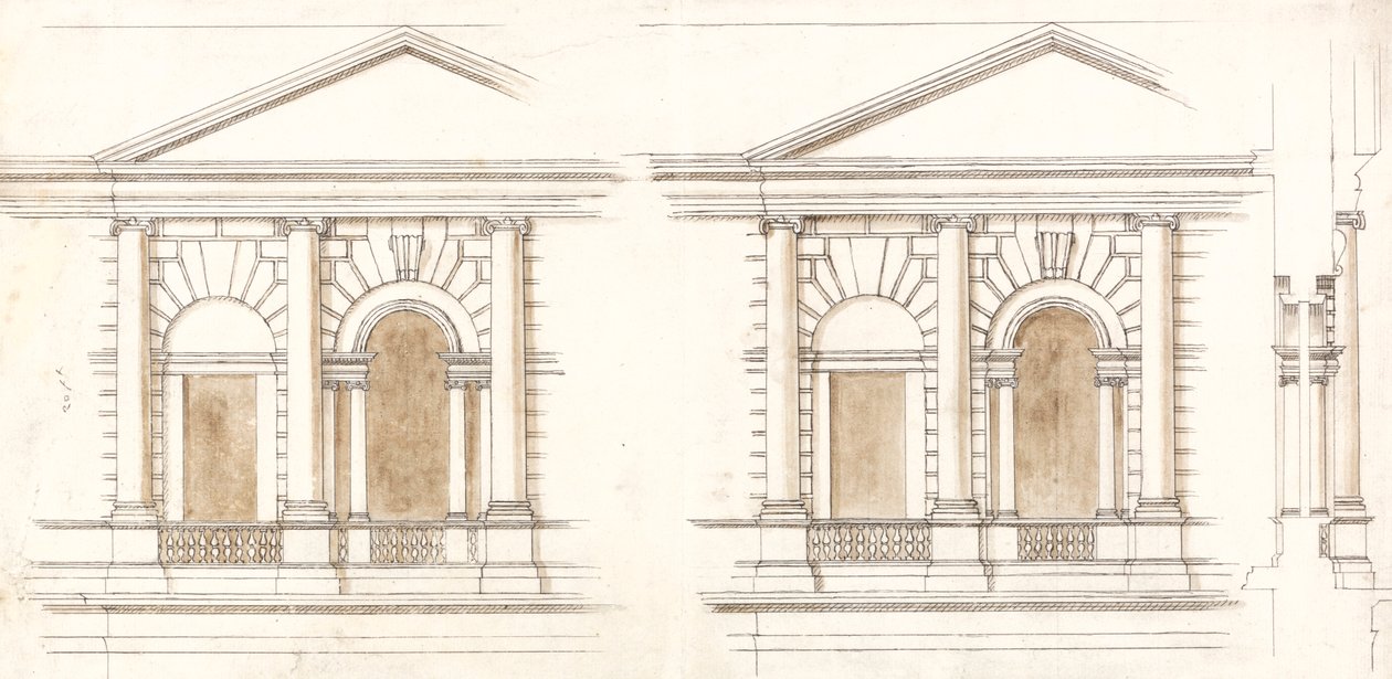 Il Tesoro, Whitehall, Londra: Elevazioni alternative della facciata da William Kent