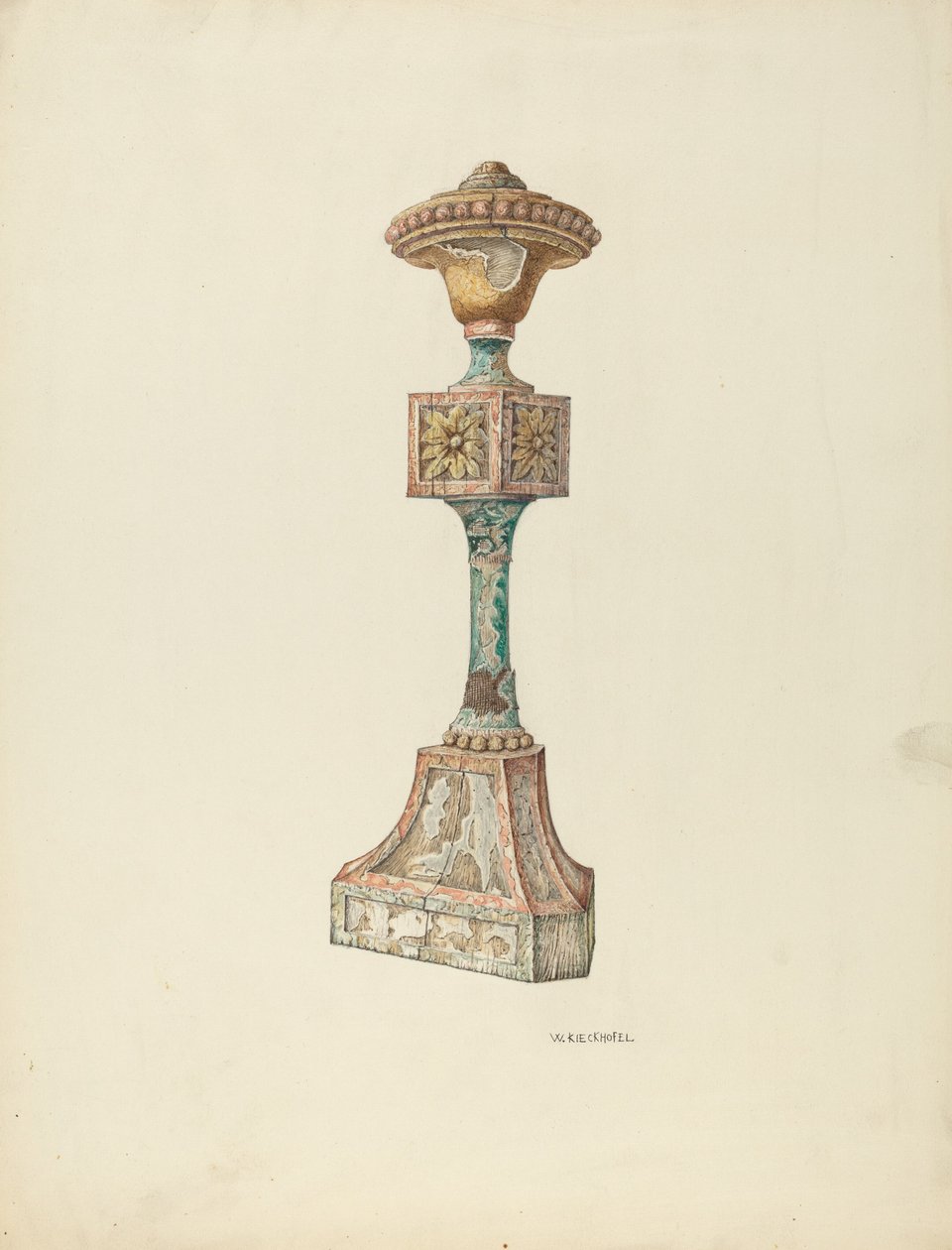 Candeliere cerimoniale, arredamento ecclesiastico, c. 1941 da William Kieckhofel