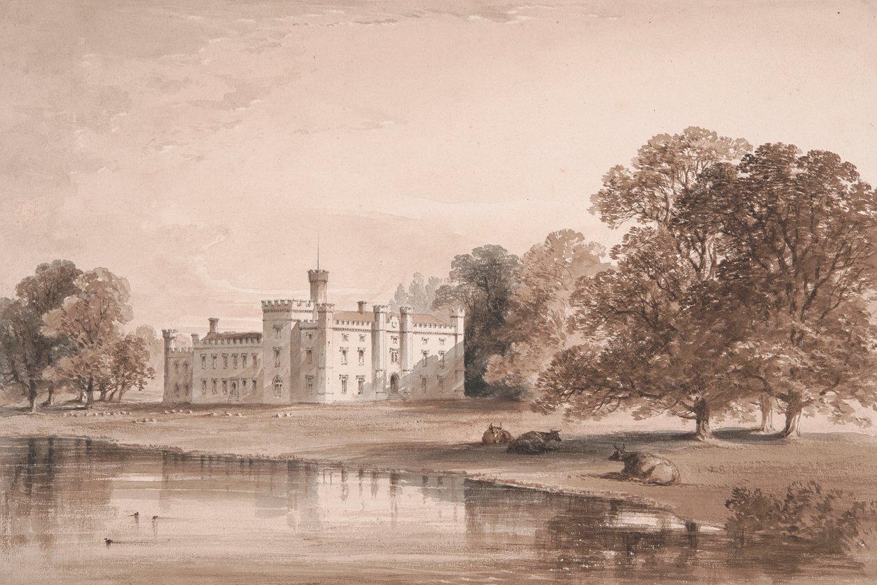 Chiddingstone Place, vista dal lago da William Knight
