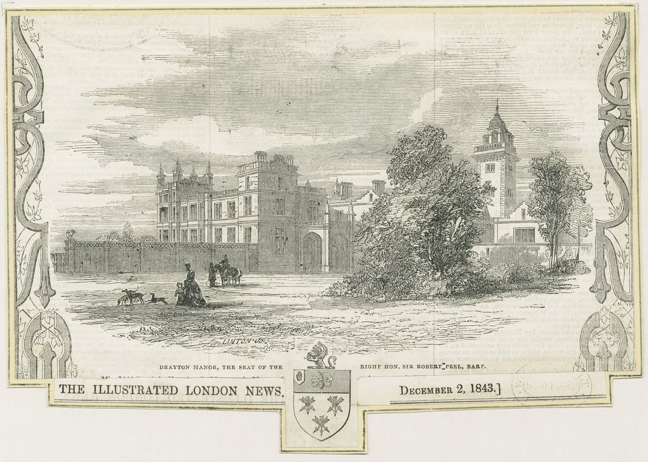 Draton Bassett - "Drayton Manor": incisione su legno, nd [c 1843] da William Linton