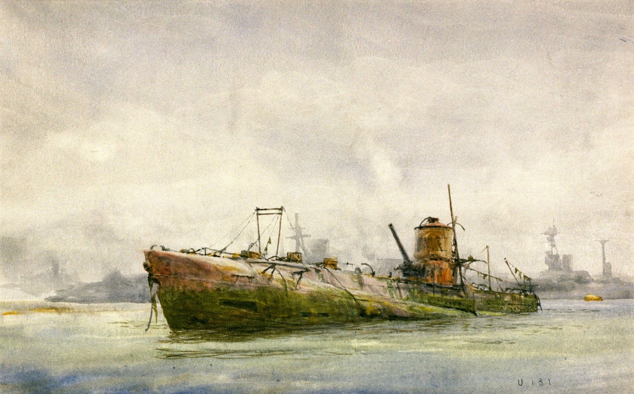 Un sottomarino arreso e arenato, Portsmouth da William Lionel Wyllie