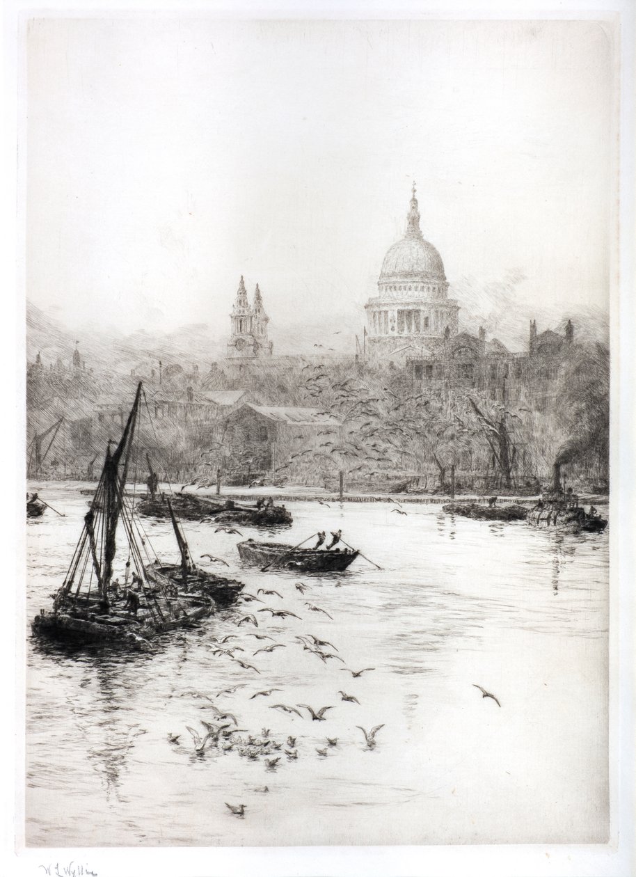 Navi e Gabbiani Sotto St Pauls da William Lionel Wyllie