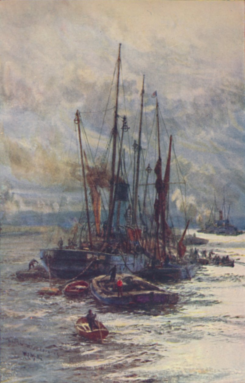 Scarico del carbone nelle chiatte, 1910 da William Lionel Wyllie