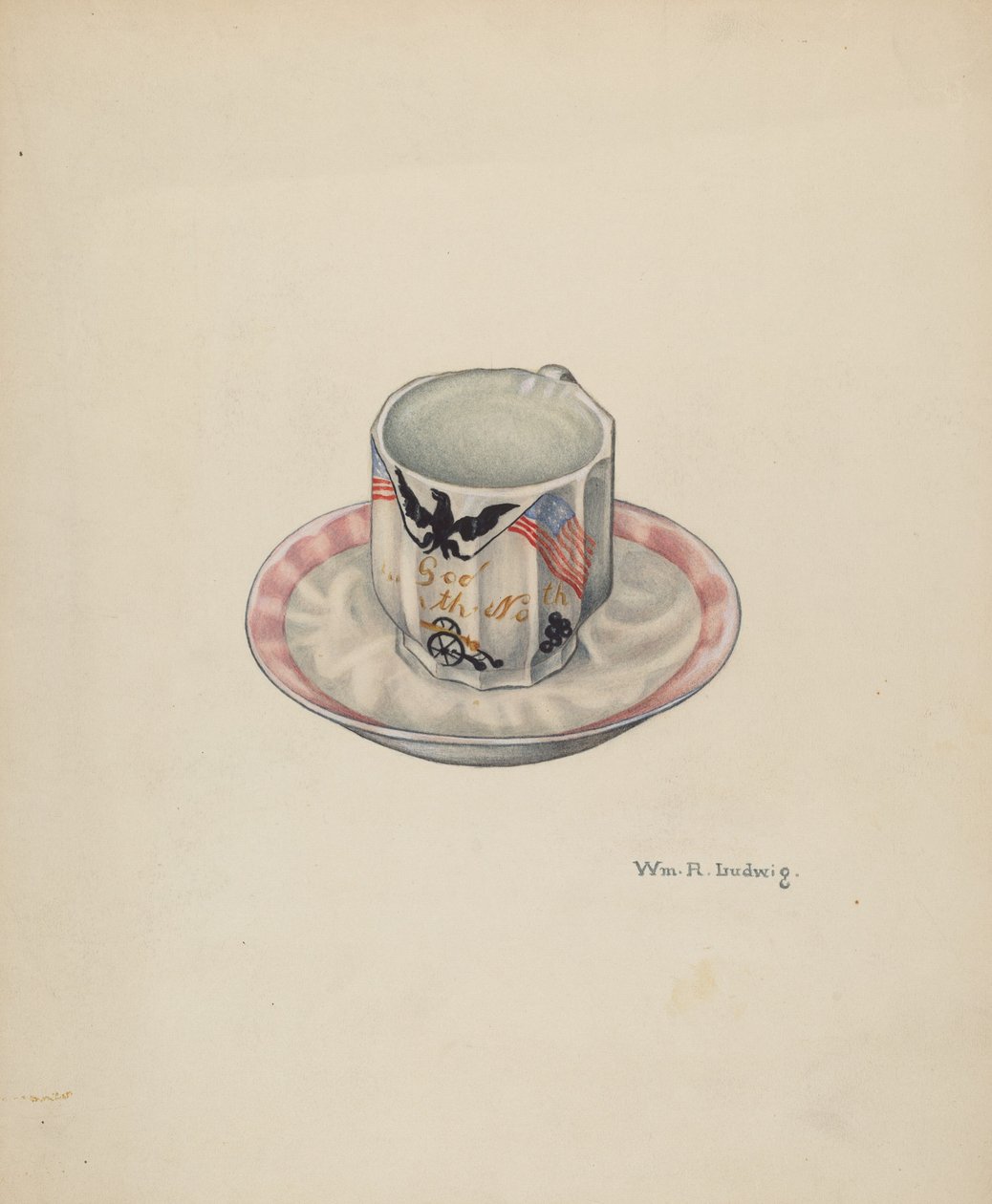 Tazza e piattino, c. 1940 da William Ludwig