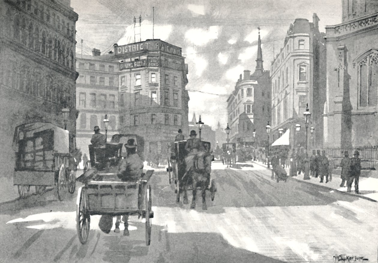 La stazione di Mansion House, District Railway Queen Victoria Street da William Luker