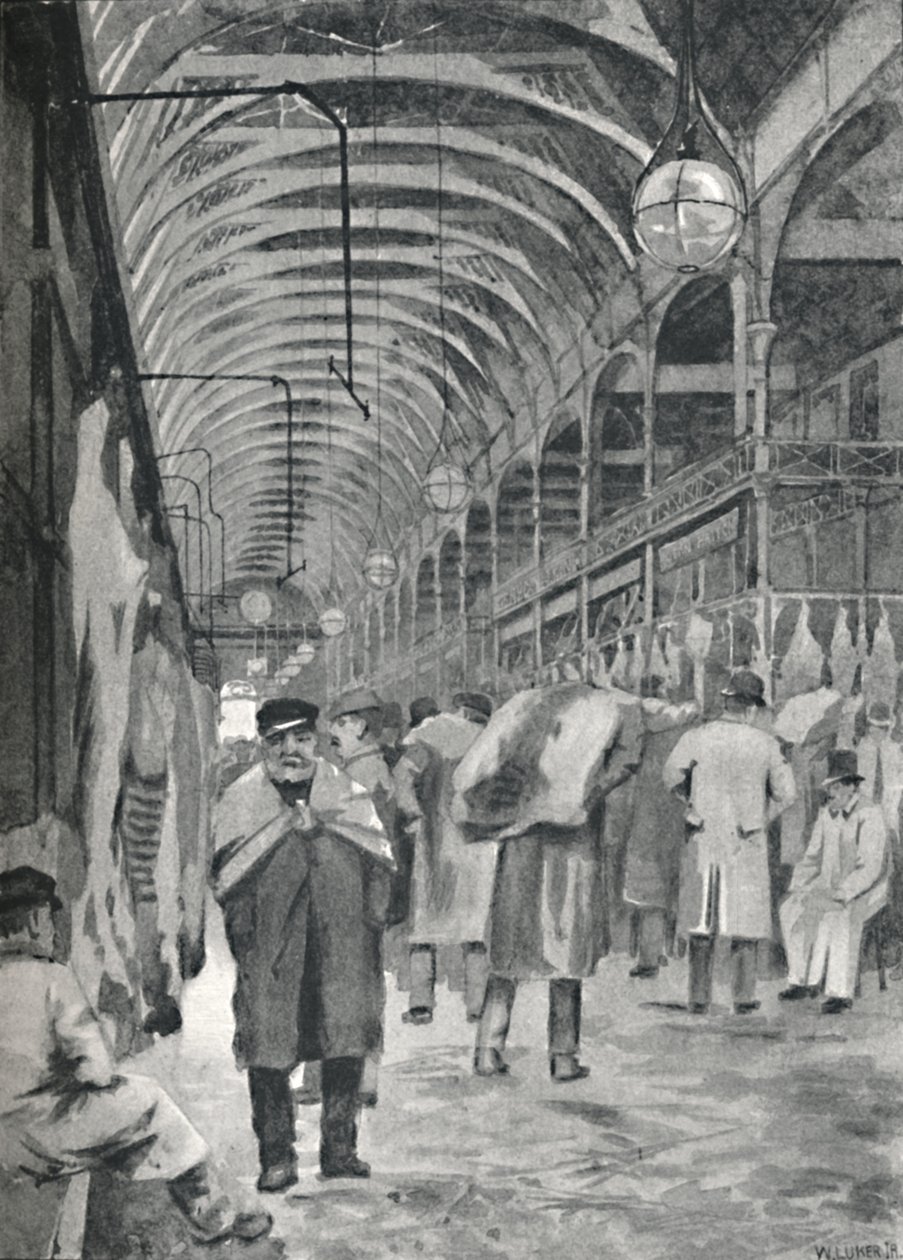 Il Mercato della Carne Metropolitana, Smithfield, 1891 da William Luker