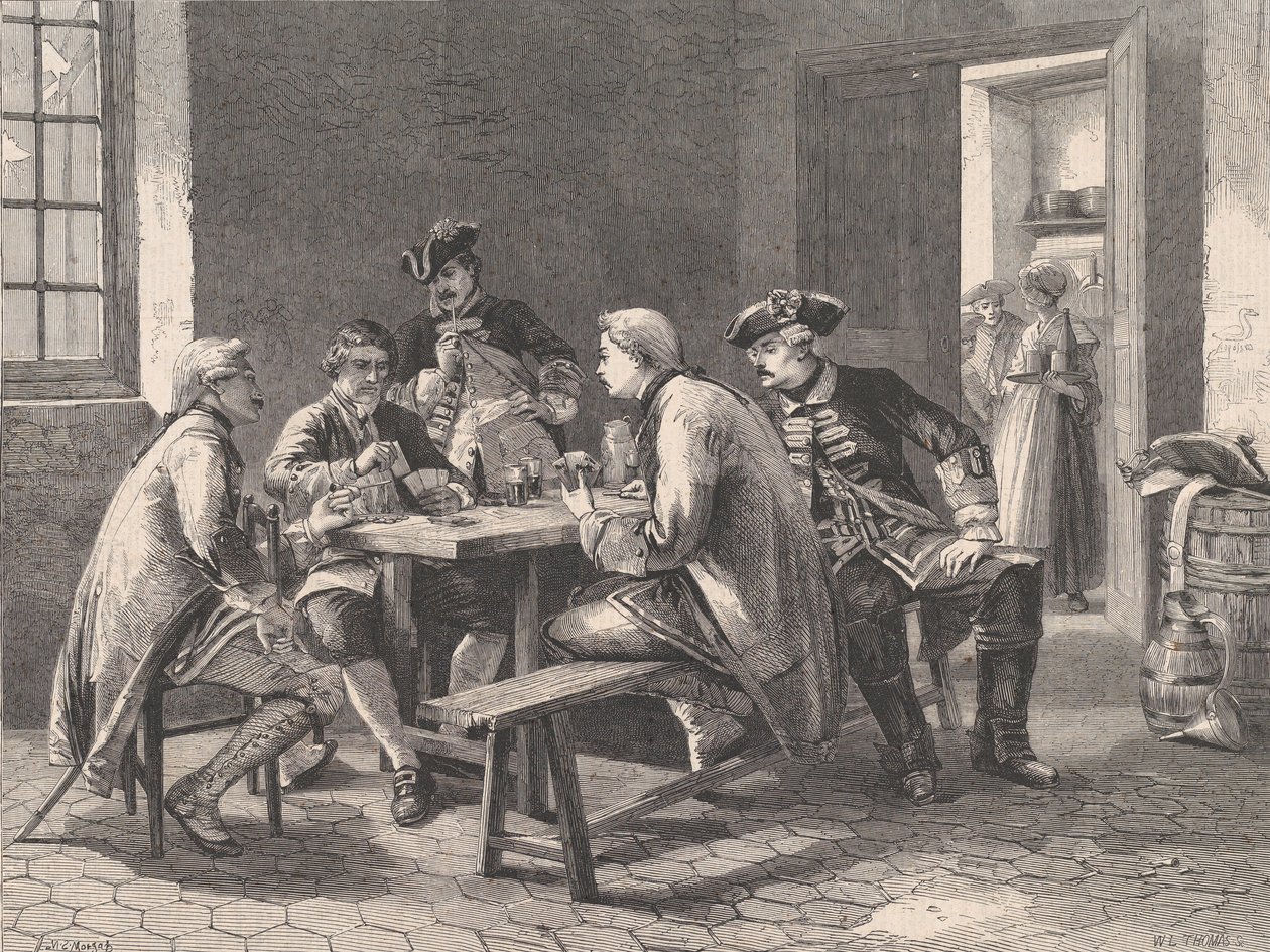 Soldati che giocano a carte, da Illustrated London News da William Luson Thomas