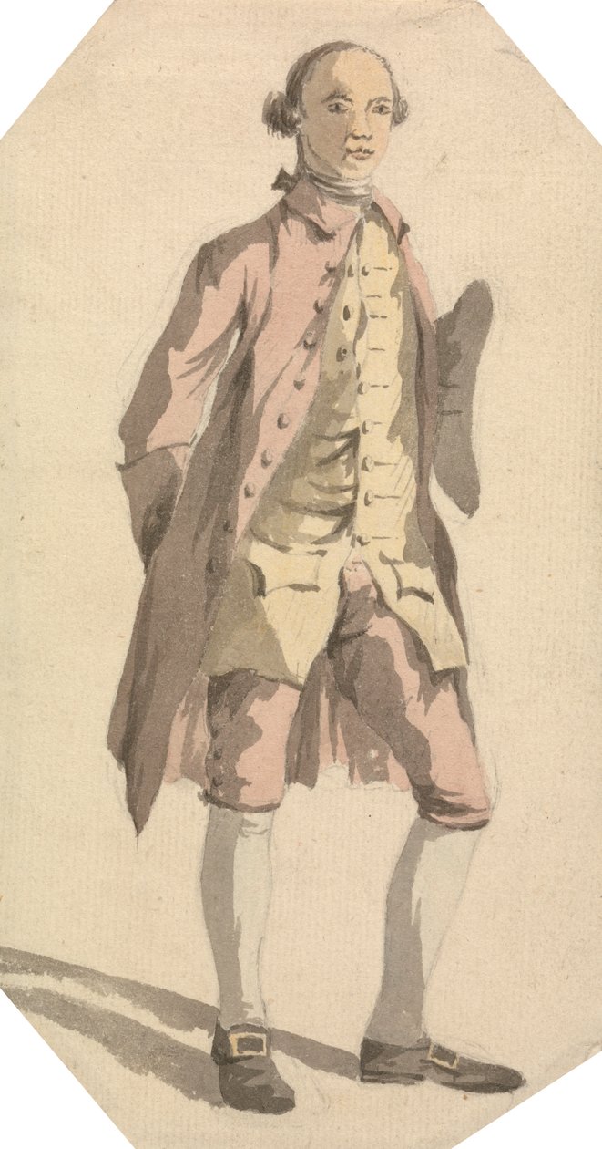 Uomo a figura intera con cappello tricorno sotto il braccio sinistro da William Marlow