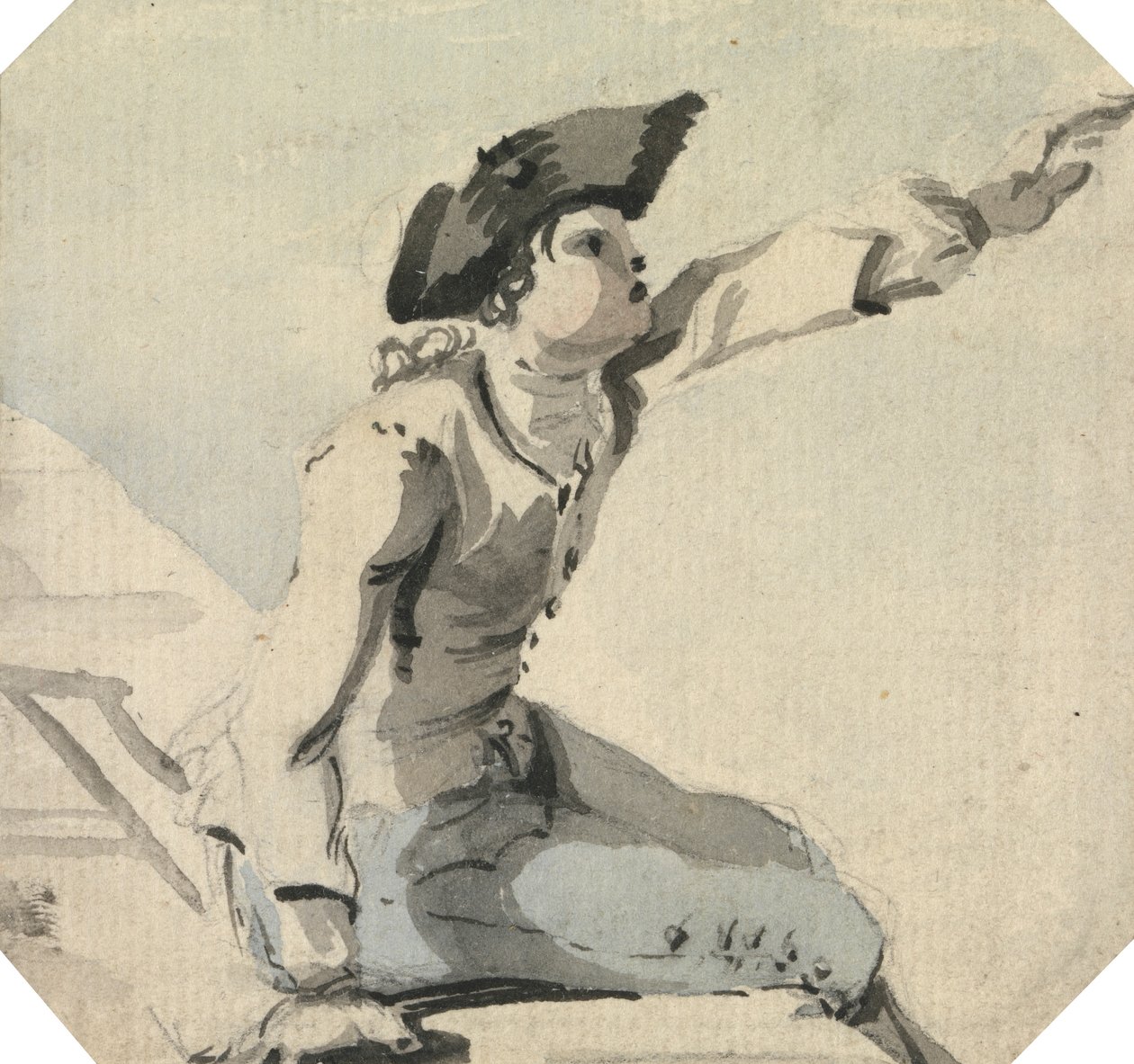 Uomo Seduto su un Parapetto che Agita il Braccio Sinistro da William Marlow