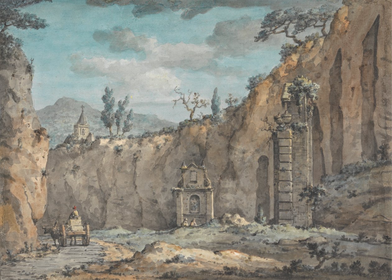 Carro di buoi nella grotta di Posillipo da William Marlow