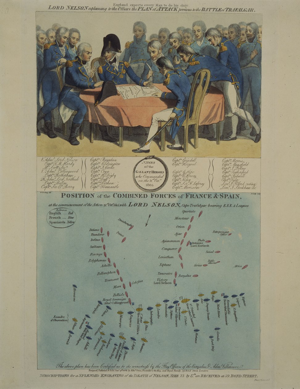 Nelson spiega il piano di battaglia di Trafalgar da William Marshall (after) Craig