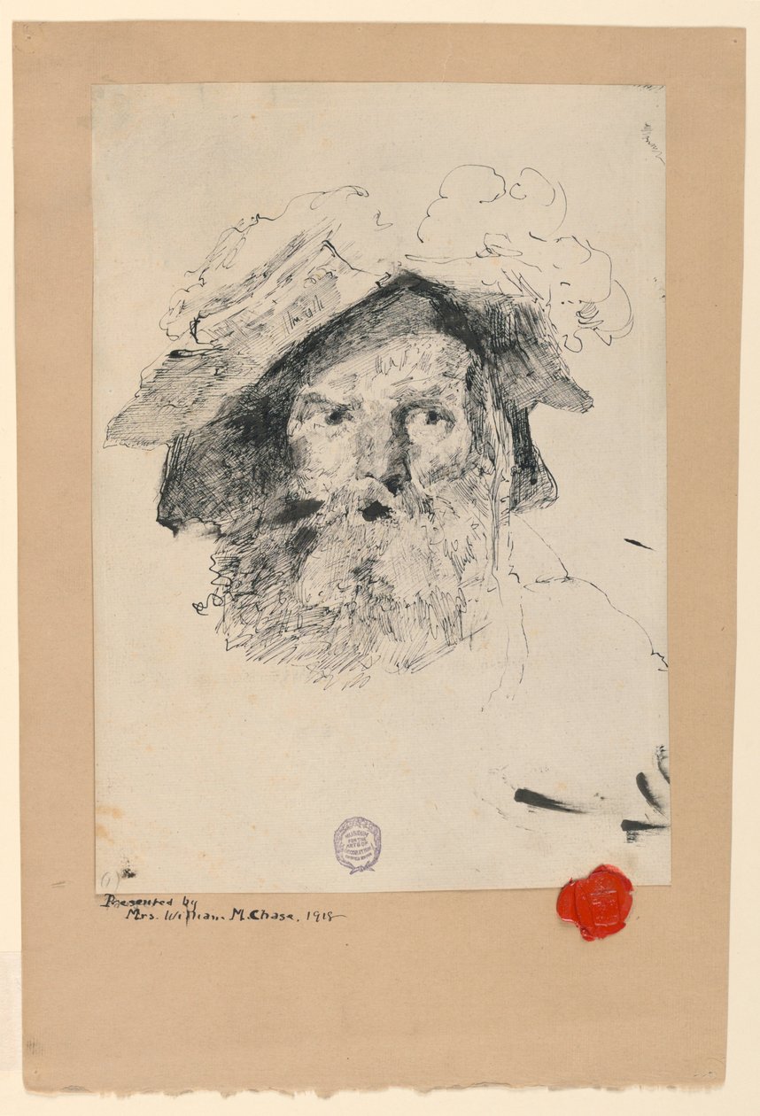 Disegno, Testa di uomo barbuto, 1872-78 da William Merritt Chase