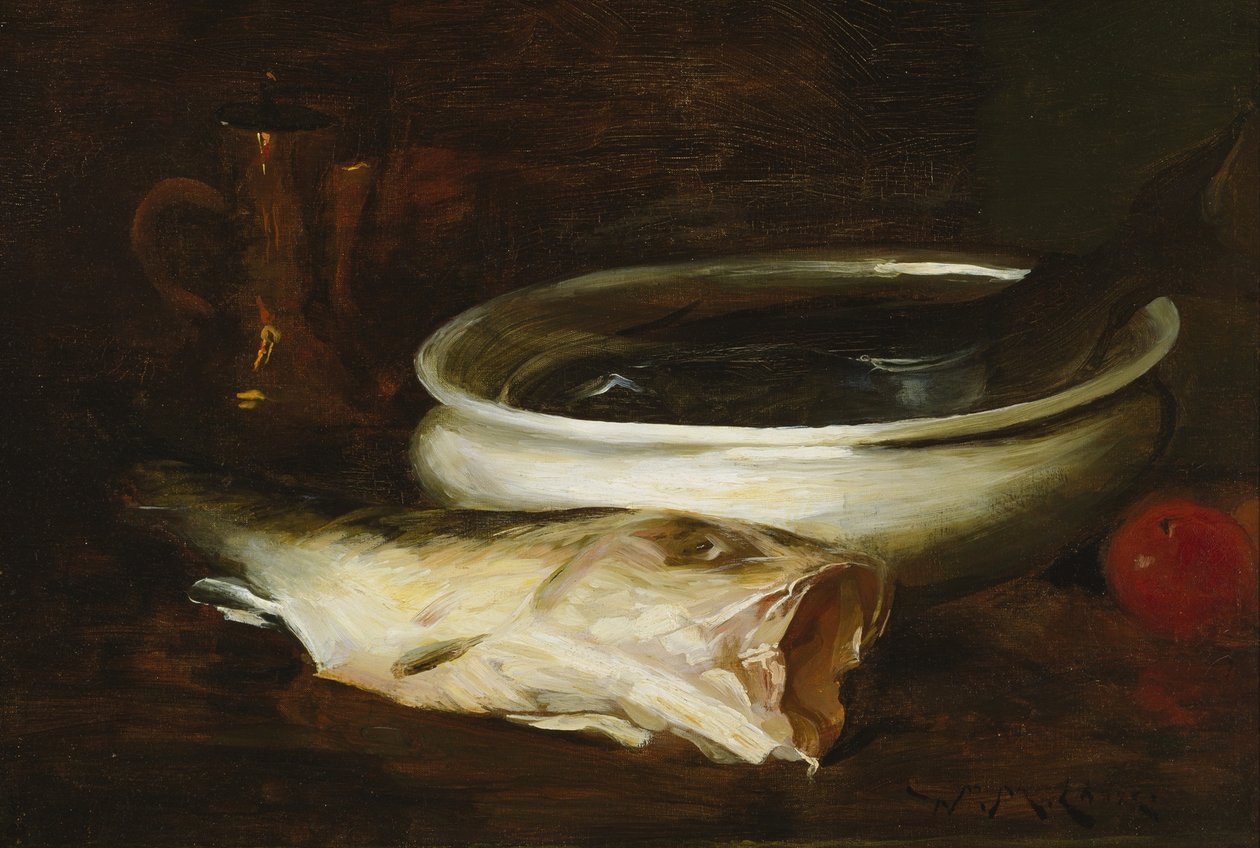 Pesci e natura morta da William Merritt Chase