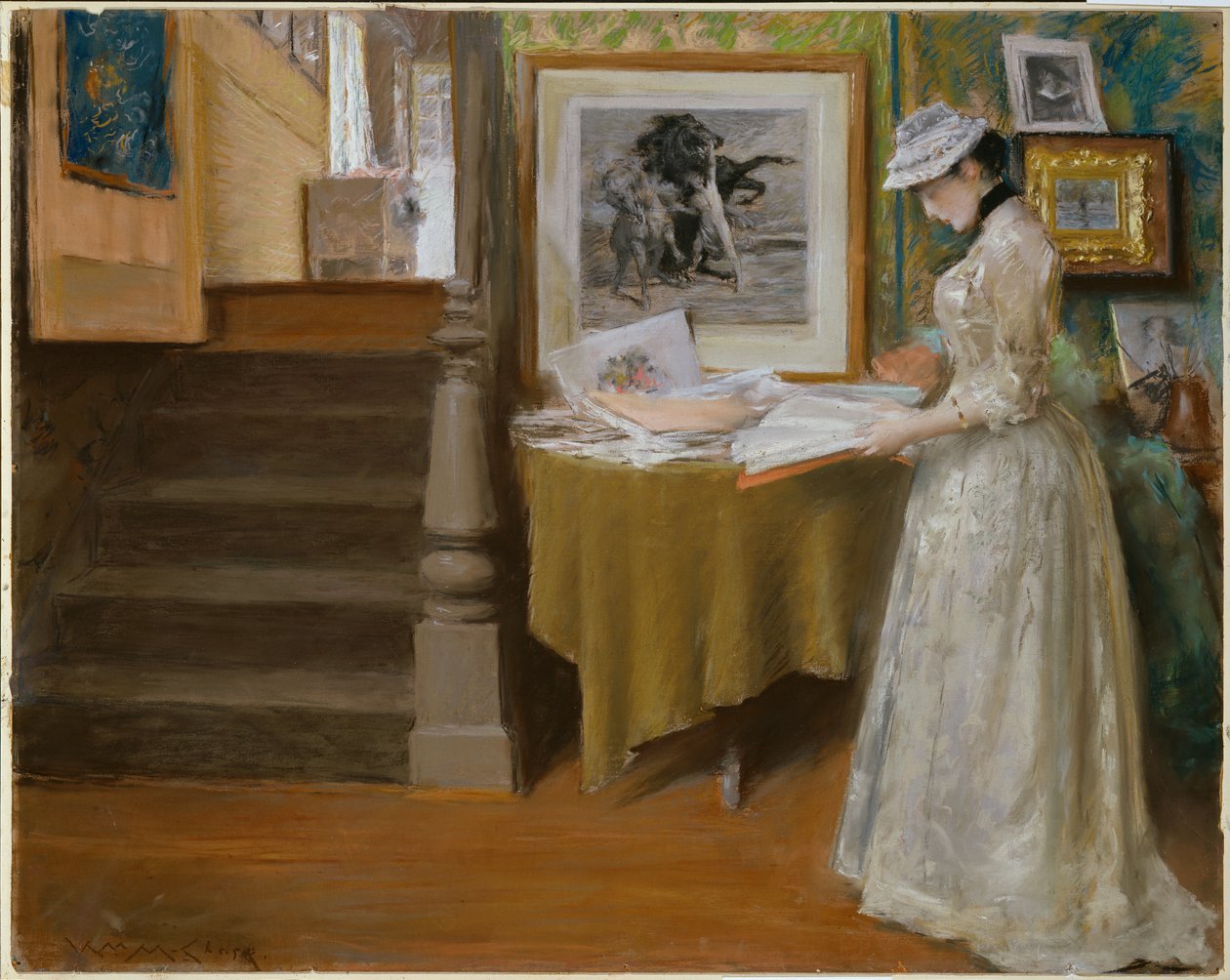 Nello studio, 1892-93 circa (pastello su cartoncino) da William Merritt Chase