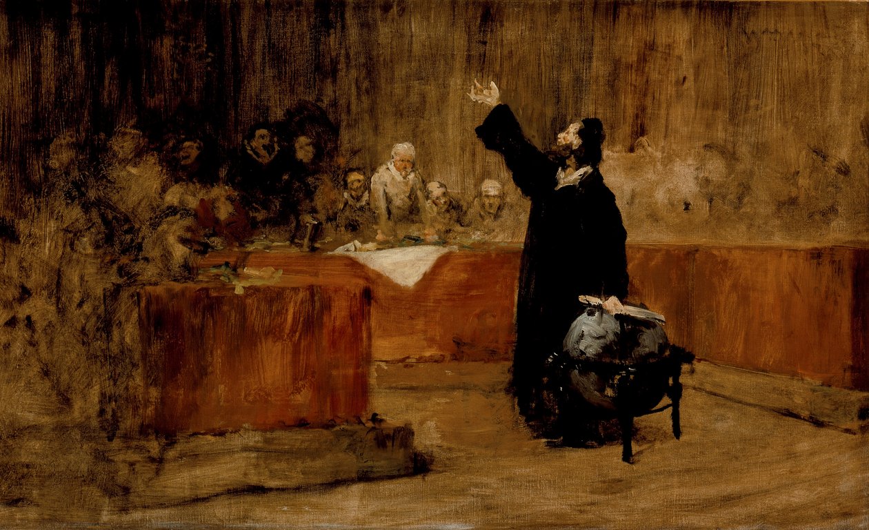 Schizzo per un dipinto - Colombo davanti al Consiglio di Salamanca (A) da William Merritt Chase
