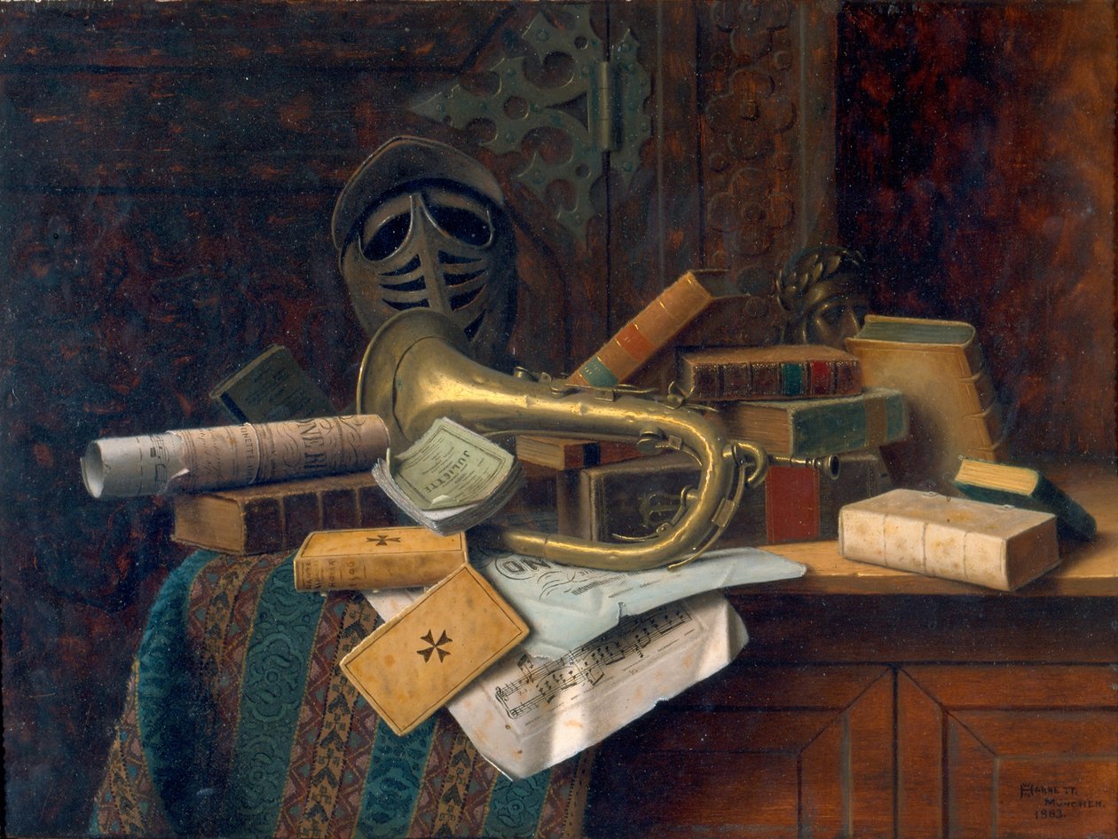 Natura morta con busto di Dante (1883) da William Michael Harnett