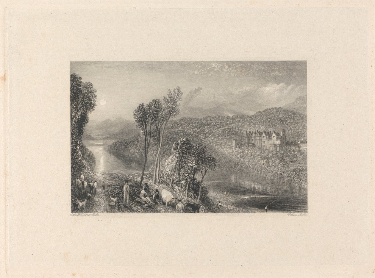 Abbotsford dalla riva nord del Tweed da William Miller