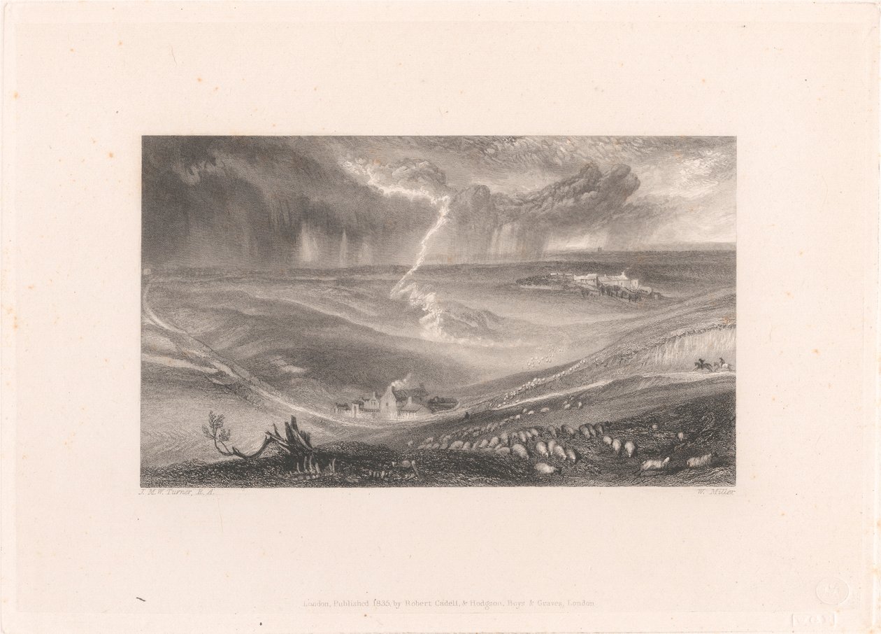 Campo di Waterloo con fulmini da William Miller