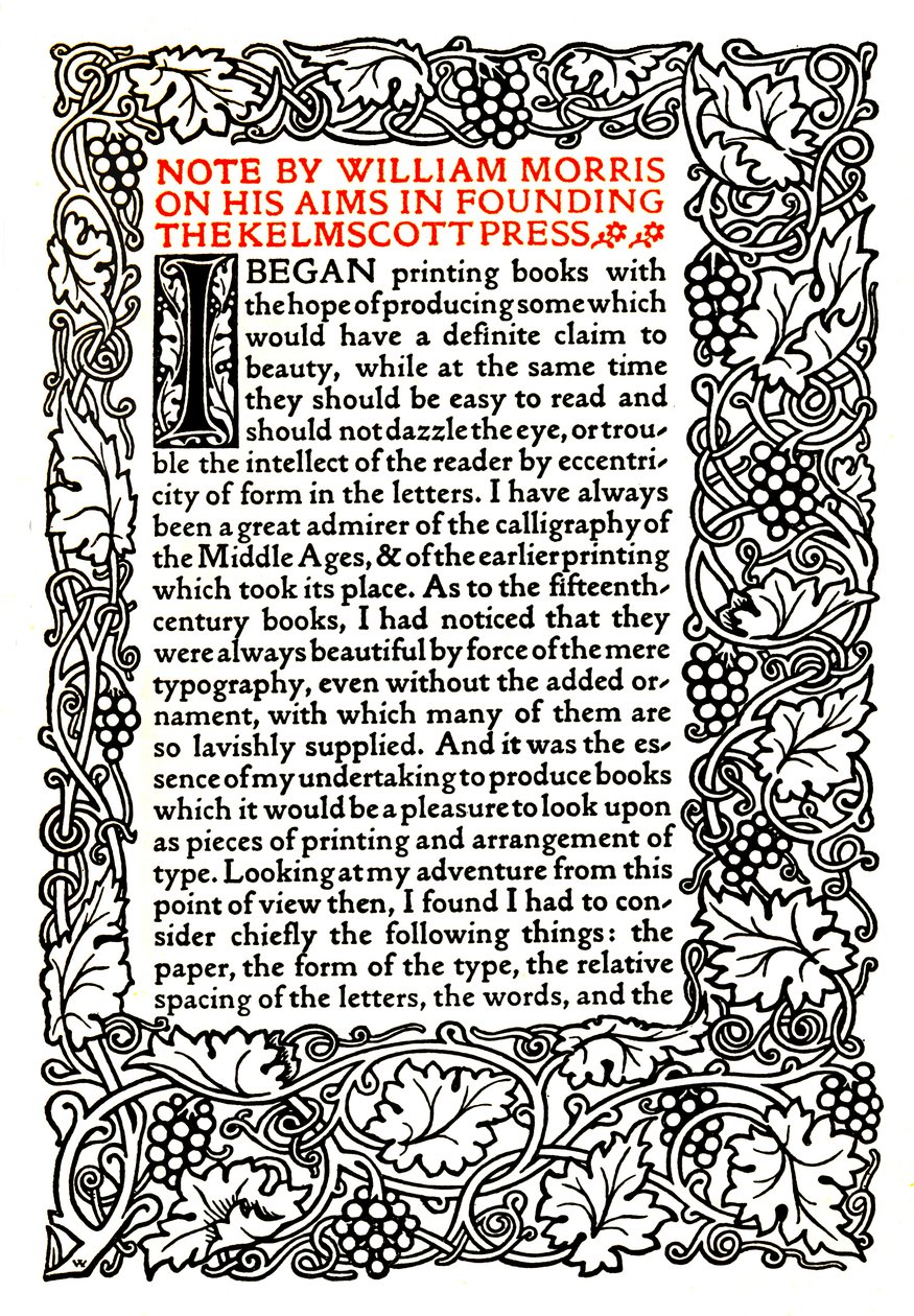 Kelmscott Press: Pagina stampata in Golden Type, c.1895, 1914 da William Morris