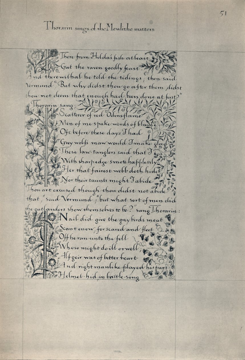 Pagina da La storia degli abitanti di Eyr, 1871 da William Morris