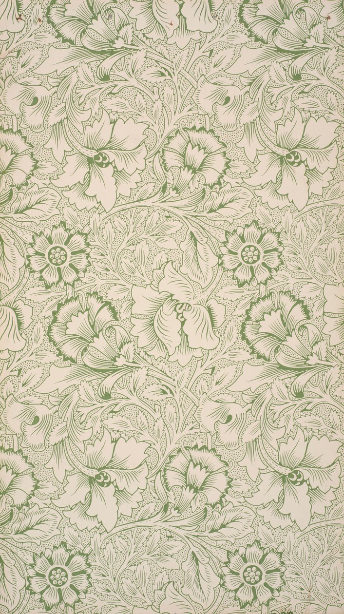 Rosa e Papavero. Carta da parati da William Morris