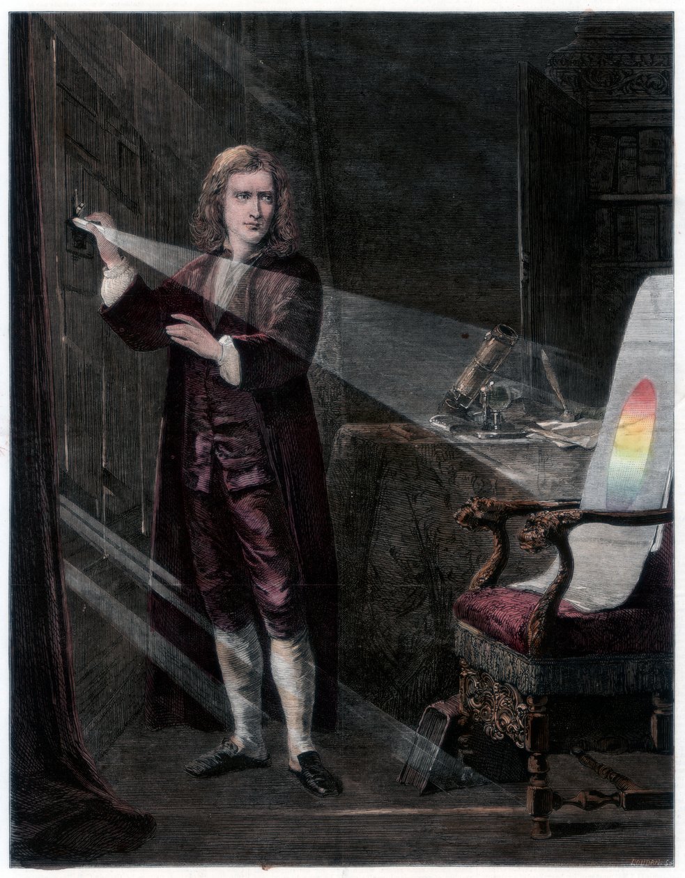 Newton che indaga sulla luce, 1870 da William Mouat Loudan