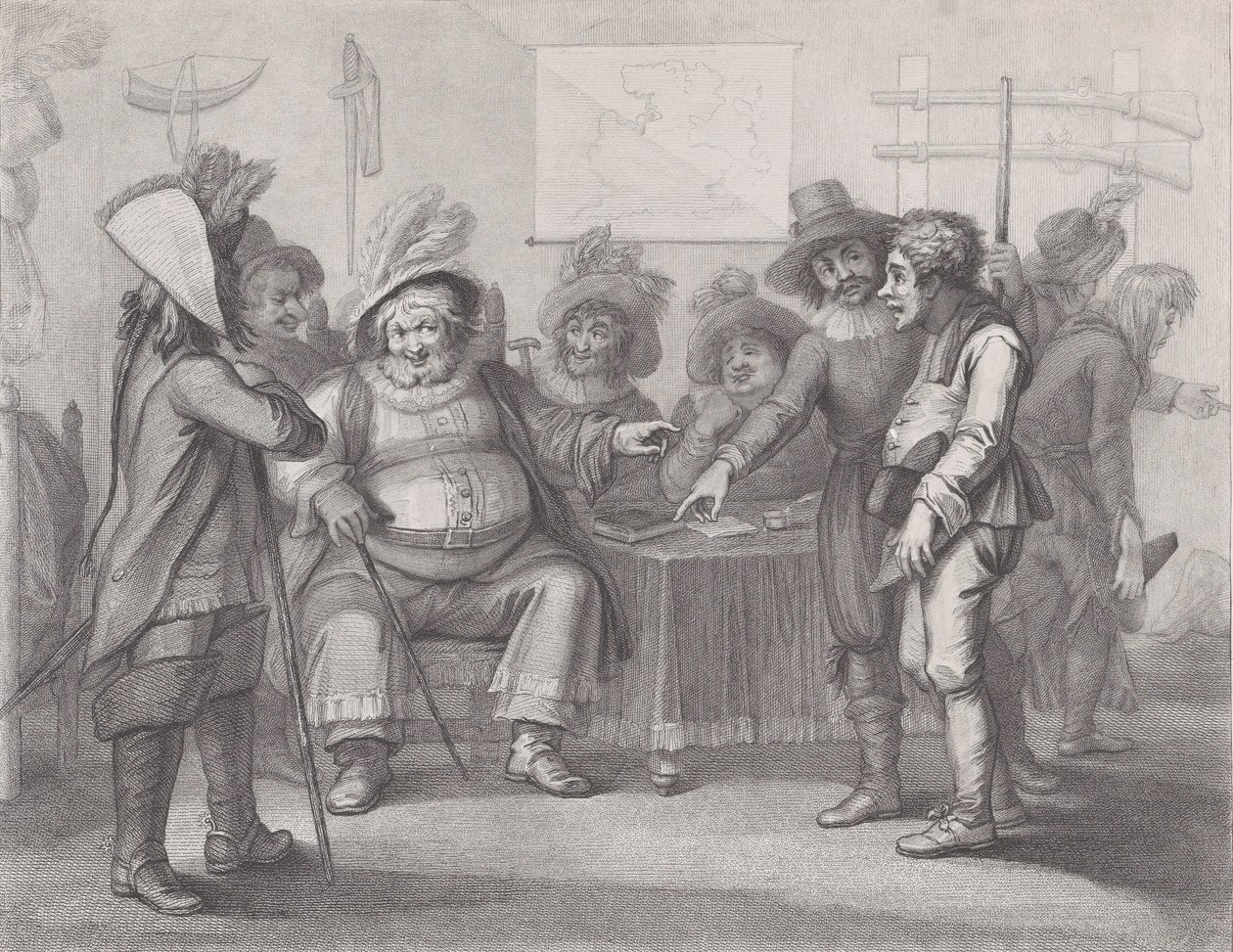 Falstaff alla chiamata alle armi di Justice Shallow, Shakespeare, Enrico IV, Parte..., 1 giugno 1792 da William Nelson Gardiner