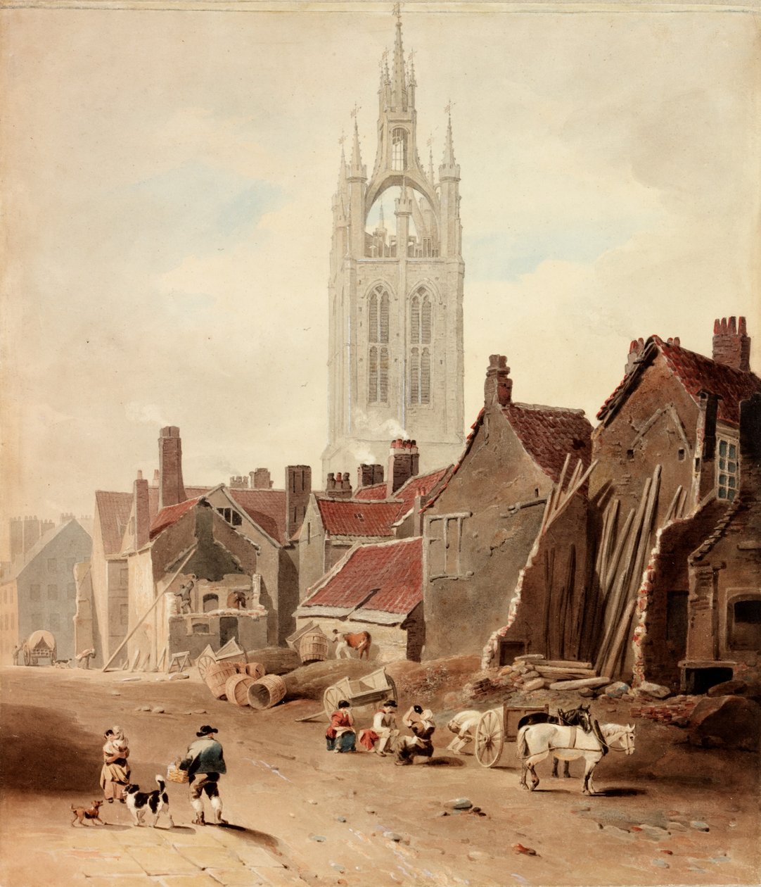 La demolizione delle case sul sito di Collingwood Street, Newcastle upon Tyne da William Nicholson