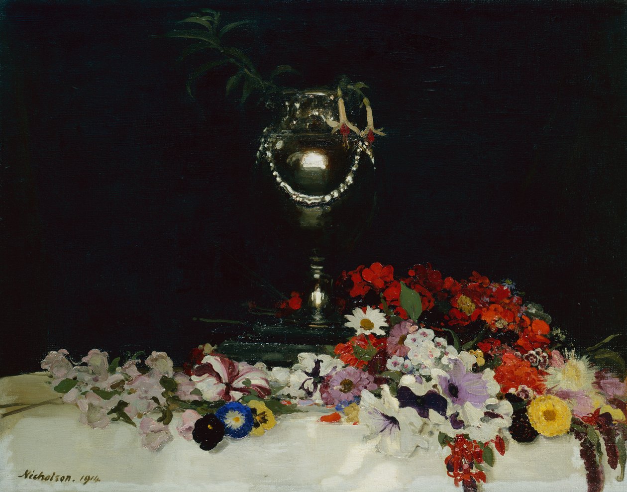 Urna e fiori su un tavolo da William Nicholson