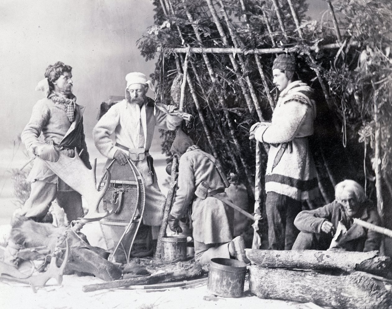 Vita del trapper in Canada, foto di Nottman, circa 1890 da William Notman