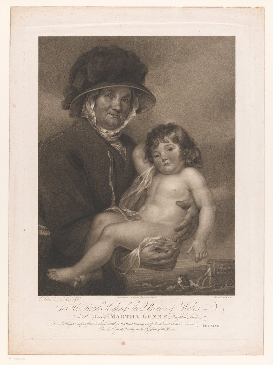 Martha Gunn porta un bambino nudo da William Nutter