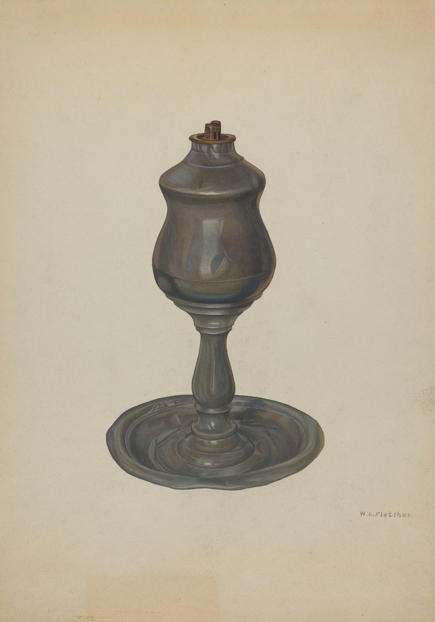 Lampada a olio di balena, c. 1940 da William O. Fletcher